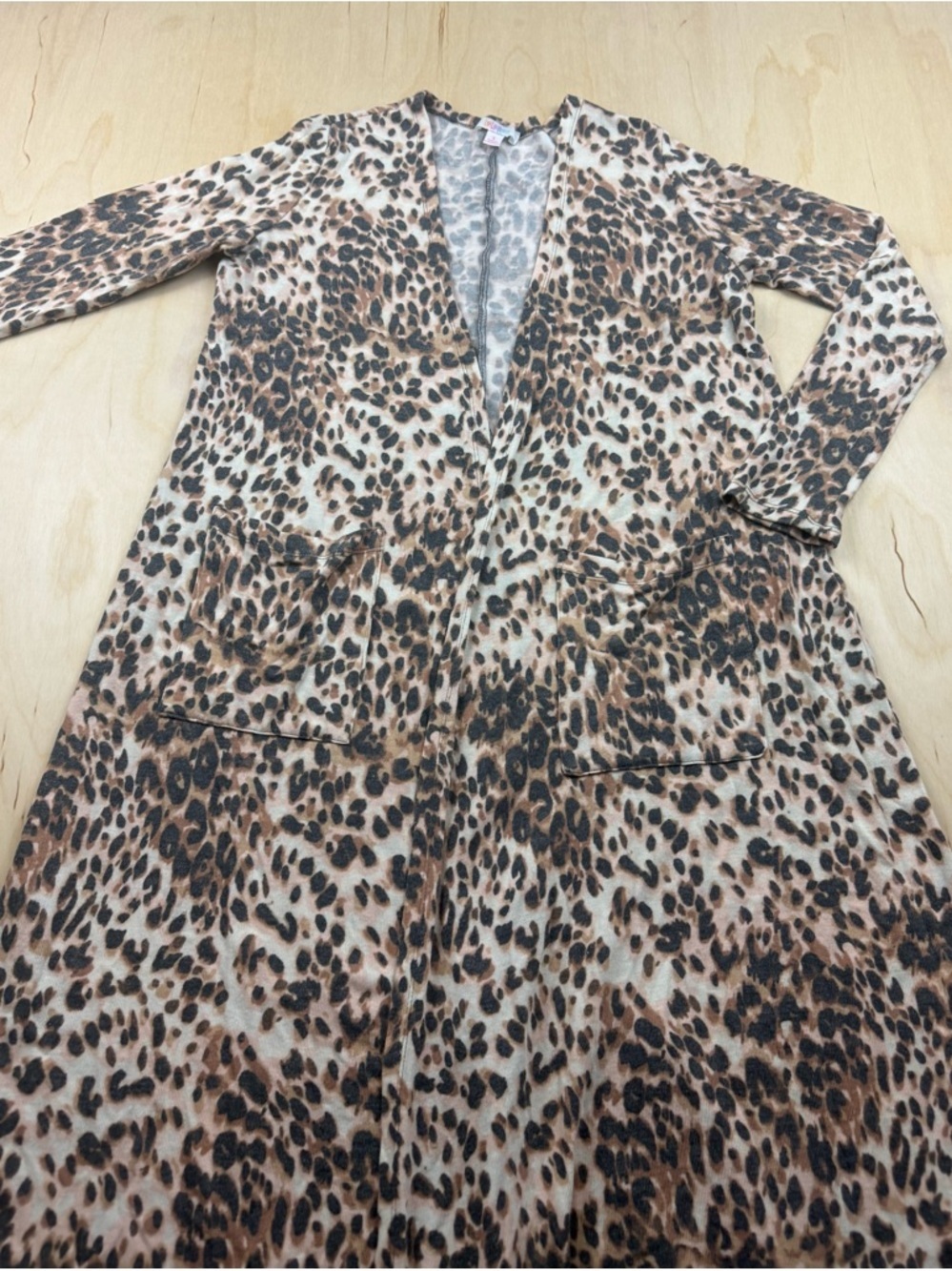 LuLaRoe Leopard Print Long Cardigan in Brown, Black, Cream